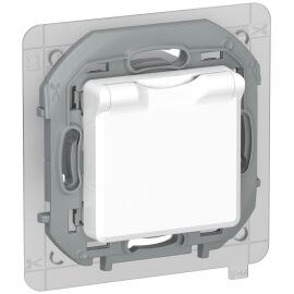 IEKINSPIRIA Розетка 1-местная с заземлением с защитными шторками и крышкой 16А IP44 6737401 белый IE