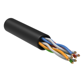Кабель UTP 4 пары, Кат.5e, внеш., 0,51мм, LDPE, черный, 100м, ITK LC3-C5E04-139-100