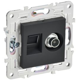 SKANDY Розетка двойная TV+RJ45 кат.6 SK-A15G графит IEK