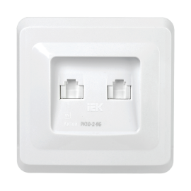 Розетка 2-местная RJ45 кат.5е РК10-2-ВБ белый VEGA, GENERICA EKV25-K01-DM