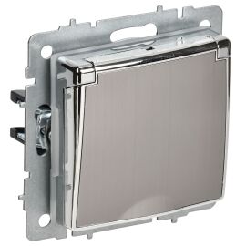 BRITE Розетка 1-местная с заземлением с защитными шторками и крышкой 16А IP44 РСбш10-3-44-БрГН метал
