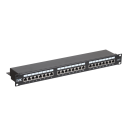 Патч-панель 1U, 19'', 24хRJ45, STP, кат.6, Dual, с кабельным органайзером, ITK PP24-1UC6S-D05