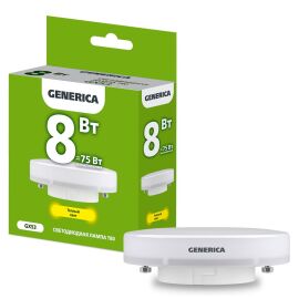 Лампа светодиодная T80 таблетка 8Вт 230В 3000К GX53 GENERICA