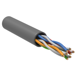Кабель UTP 4 пары, Кат.5e, внутр., 0,48мм, LSZH нг(А)-HF, серый, 305м, GENERICA BC1-C5E04-121-305-T-R-G