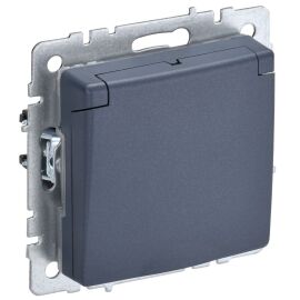 BRITE Розетка 1-местная с заземлением с защитными шторками и крышкой 16А IP20 РСбш10-3-БрМ маренго I