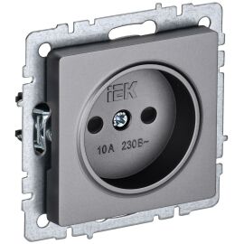 BRITE Розетка 1-местная без заземления с защитными шторками 10А РСш10-2-БрС сталь IEK