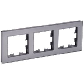 BRITE Рамка 3 -местная РУ-3-2-БрСе стекло серый IEK