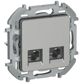 IEKINSPIRIA Розетка компьютерная двойная RJ45 категория 5Е UTP 6738371 алюминий IEK