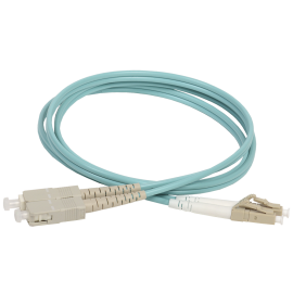 Шнур оптический LC/UPC-SC/UPC, MM 50/125, 10м, Duplex OM3, бирюзовый, ITK FPC5003-LCU-SCU-C2L-10M