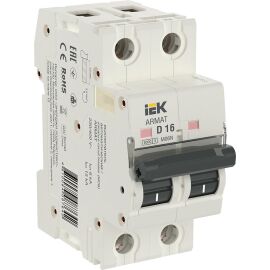 Выключатель автоматический 2P, 16А, х-ка D, M06N, IEK AR-M06N-2-D016