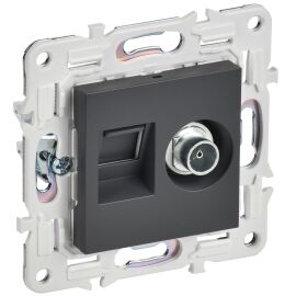 SKANDY Розетка двойная TV+RJ45 кат.5E SK-A14T титан IEK