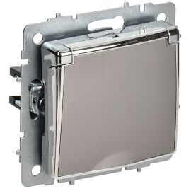 BRITE Розетка 1-местная с заземлением с защитными шторками и крышкой 16А IP20 РСбш10-3-БрГН металл х