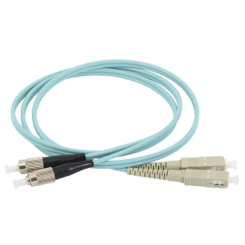 Шнур оптический SC/UPC-FC/UPC, MM 50/125, 15м, Duplex OM3, бирюзовый, ITK FPC5003-SCU-FCU-C2L-15M