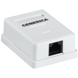 Розетка настенная 1 порт RJ45, UTP, кат.5e, GENERICA CS2-1C5EU-12-G