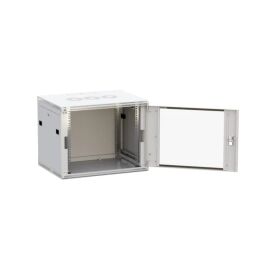 Шкаф настенный 19", 9U, 600х450мм, стекл. дверь, серый, TERACOM PRO TRP-WLL-0964-40G