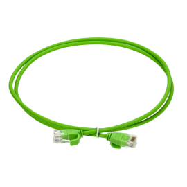Патч-корд 4 пары, 2хRJ45, 1м, Кат.6, UTP, зеленый, slim (тонкий), колпачок с язычком, LSZH, ITK PC02-C06UL-1M-SL-WT