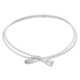 Патч-корд 4 пары, 2хRJ45, 1м, Кат.5e, UTP, белый, slim (тонкий), колпачок с язычком, LSZH, ITK PC08-C5EUL-1M-SL-WT