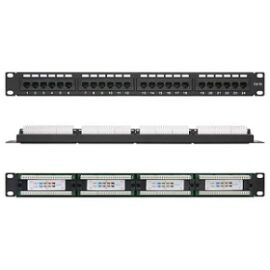 Патч-панель 1U, 19'', 24хRJ45, UTP, кат.5e, черная, NETLAN EC-URP-24-UD2