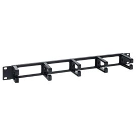 Органайзер горизонтальный 19", 1U, 5 колец (пласт.), черный, металл, TERACOM PRO TRP-1CO-5R-PL-BK