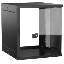 Шкаф настенный 19" 12U 600х650мм стеклянная дверь черный GENERICA LWE5-12U67-GF-G