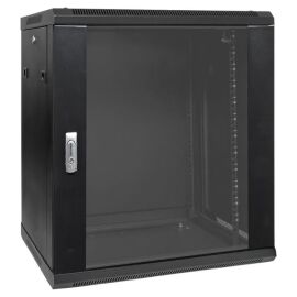 Шкаф настенный 19", 12U, 600х450мм, стекл. дверь, черный, TERACOM PRO TRP-WLL-1264-40B