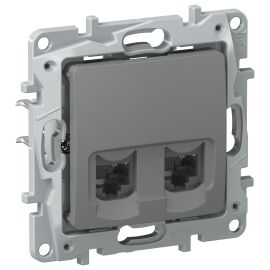 IEKETIKA Розетка компьютерная двойная RJ45 категория 5Е UTP 6715551 мокрый асфальт IEK