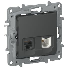 IEKETIKA Розетка двойная RJ11+RJ45 кат.5E UTP 6712521 графит IEK
