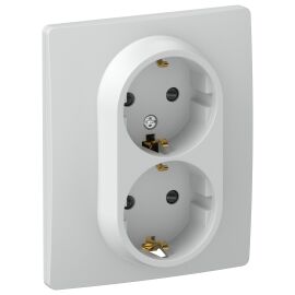 IEKETIKA Розетка 2-местная с заземлением с защитными шторками в сборе 16А 6716731 галька IEK