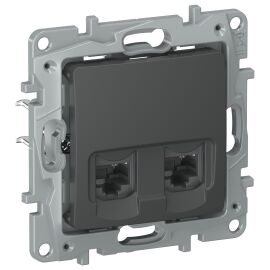 IEKETIKA Розетка компьютерная двойная RJ45 категория 5Е UTP 6712551 графит IEK