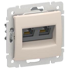 IEKVALENA Розетка компьютерная двойная RJ45 категория 6 UTP 6945331 песочный IEK