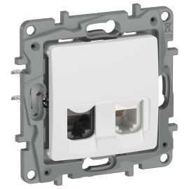 IEKETIKA Розетка двойная RJ11+RJ45 кат.5E UTP 6720521 молочный IEK