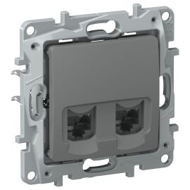 IEKETIKA Розетка компьютерная двойная RJ45 категория 6 UTP 6715541 мокрый асфальт IEK