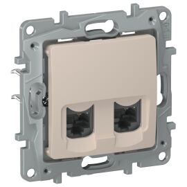 IEKETIKA Розетка компьютерная двойная RJ45 категория 6 UTP 6711541 песочный IEK