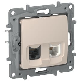 IEKETIKA Розетка двойная RJ11+RJ45 кат.5E UTP 6711521 песочный IEK
