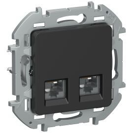 IEKINSPIRIA Розетка компьютерная двойная RJ45 категория 5Е UTP 6731291 черный матовый IEK