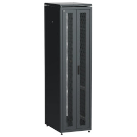 Шкаф напольный 19", 47U, 600х800мм, перед. дверь двуств. перфор., задн. перфор., черный, LINEA N, ITK LN05-47U68-2PP