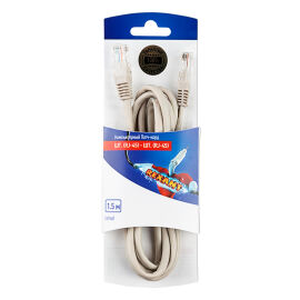 Патч-корд 4 пары, 2хRJ45, 1,5м, Кат.5e, UTP, серый, PVC, REXANT 06-3202