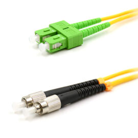 Шнур оптический FC/UPC-SC/APC, SM, 5м, Duplex, желтый, REXANT 50-2857-1