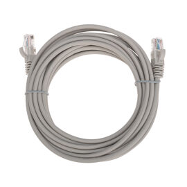 Патч-корд 4 пары, 2хRJ45, 5м, Кат.5e, UTP, серый, LSZH, REXANT 02-0100-5
