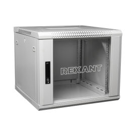 Шкаф настенный 19", 12U, 600х600х635мм, стекл. дверь, серый, REXANT 04-1266-111