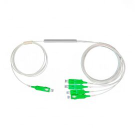 Делитель оптический PLC, 1х4, микрокорпус, 0,9мм, оконц., SC/APC, Cabeus FCT-PLC-1/4-9-SC/A-1.5-0.9