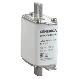 Плавкая вставка тип gG габарит 00 63А GENERICA (Предохранитель gG 00 63А)