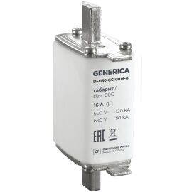 Плавкая вставка тип gG габарит 00С 16А GENERICA (Предохранитель gG 00C 16А)