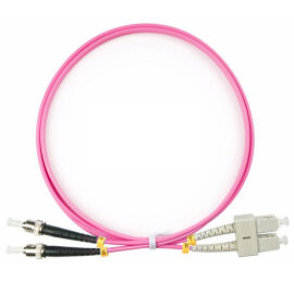 Шнур оптический SC/UPC-ST/UPC, MM, 50/125, 1,5м, Duplex, маджента, Cabeus FOP-50-OM4-SC-ST-1,5m