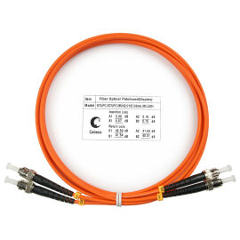 Шнур оптический ST/UPC-ST/UPC, МM, 62,5/125, 2м, Duplex, оранж., Cabeus FOP-62-ST-ST-2m