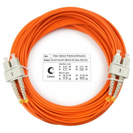Шнур оптический SC/UPC-SC/UPC, МM, 62,5/125, 10м, Duplex, оранж., Cabeus FOP-62-SC-SC-10m
