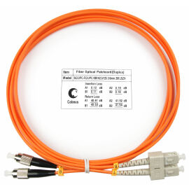 Шнур оптический SC/UPC-FC/UPC, МM, 62,5/125, 2м, Duplex, оранж., Cabeus FOP-62-SC-FC-2m