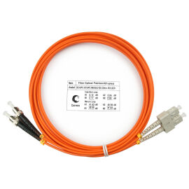 Шнур оптический SC/UPC-ST/UPC, МM, 62,5/125, 3м, Duplex, оранж., Cabeus FOP-62-SC-ST-3m