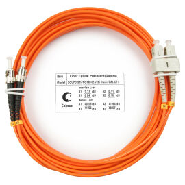 Шнур оптический SC/UPC-ST/UPC, МM, 62,5/125, 5м, Duplex, оранж., Cabeus FOP-62-SC-ST-5m