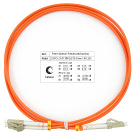 Шнур оптический LC/UPC-LC/UPC, МM, 62,5/125, 1,5м, Duplex, оранж., Cabeus FOP-62-LC-LC-1,5m 